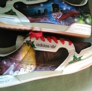 Sold Adidas hand painted  Christmas scrooge shoes